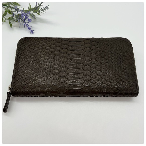 Genuine Python Leather Zip Around Wallet - Picture 2 of 5